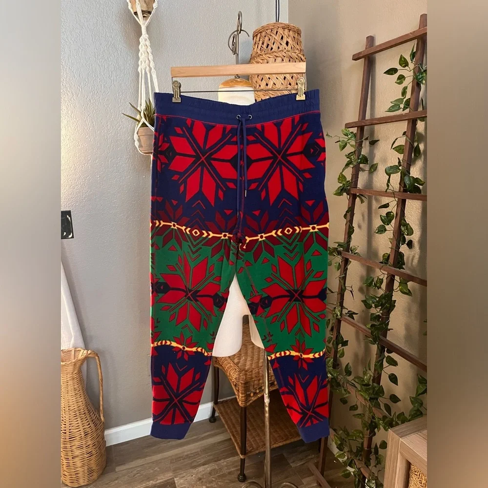 ▪️Polo Ralph Lauren Festive Holiday Red Green Blue Geometric-Print Fleece Jogger